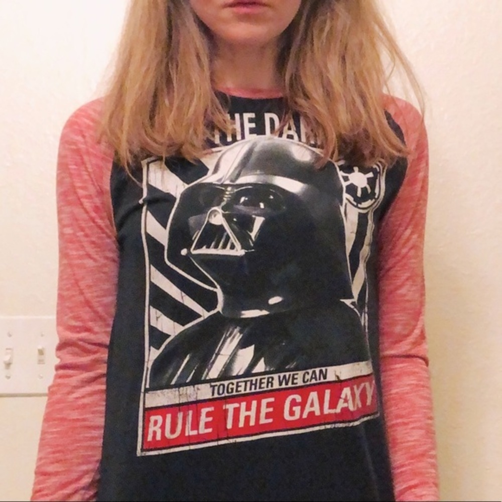 Star Wars unisex red and black Darth Vader Long Sleeved Tee - Picture 1 of 11